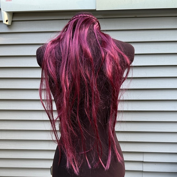 Vibrant Burgundy Headband and Blonde Scrunchie With Hair Extensions - Set of 2 - Picture 2 of 8